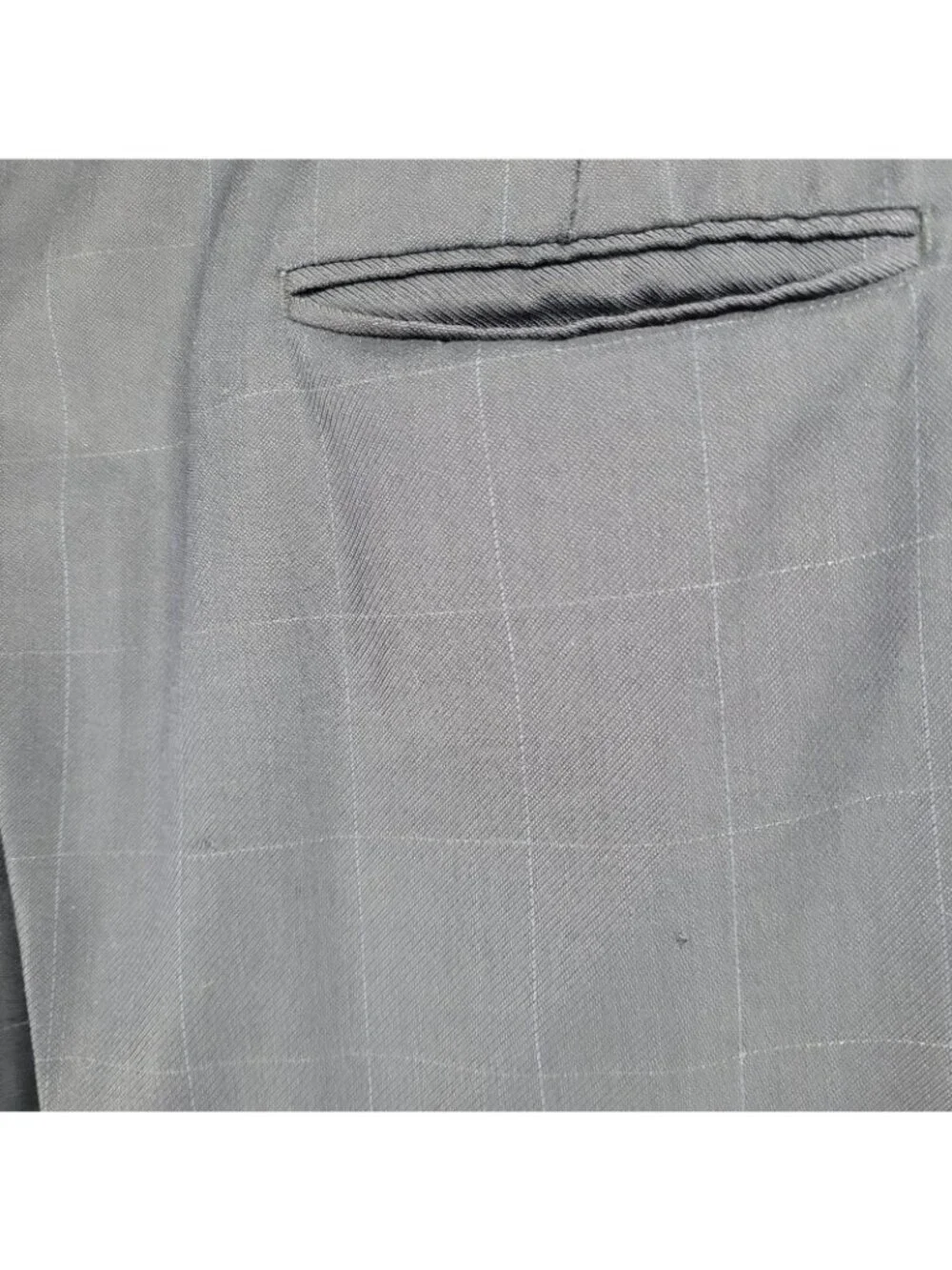 Daniel Cremieux Navy 100% Wool Check Full Suit Set Jacket 44R Pants 37x29 USA